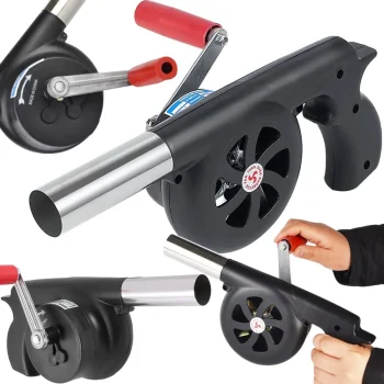 Mechaninis rankinis dumplių pūstuvas kepsninei ir laužui, juodas